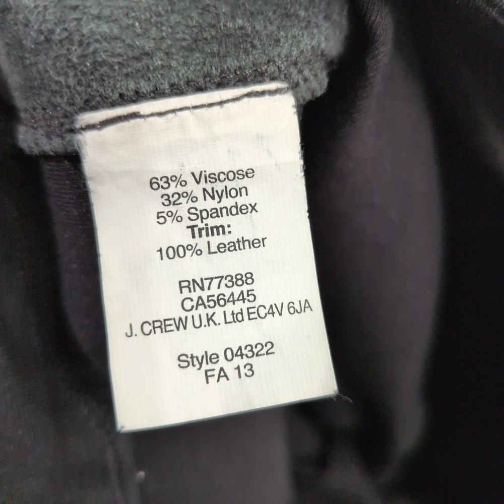 J. Crew Women's Black Size 14 Mid Rise Crop Leggings Pants Leather Trim Back Zip - Picture 12 of 16